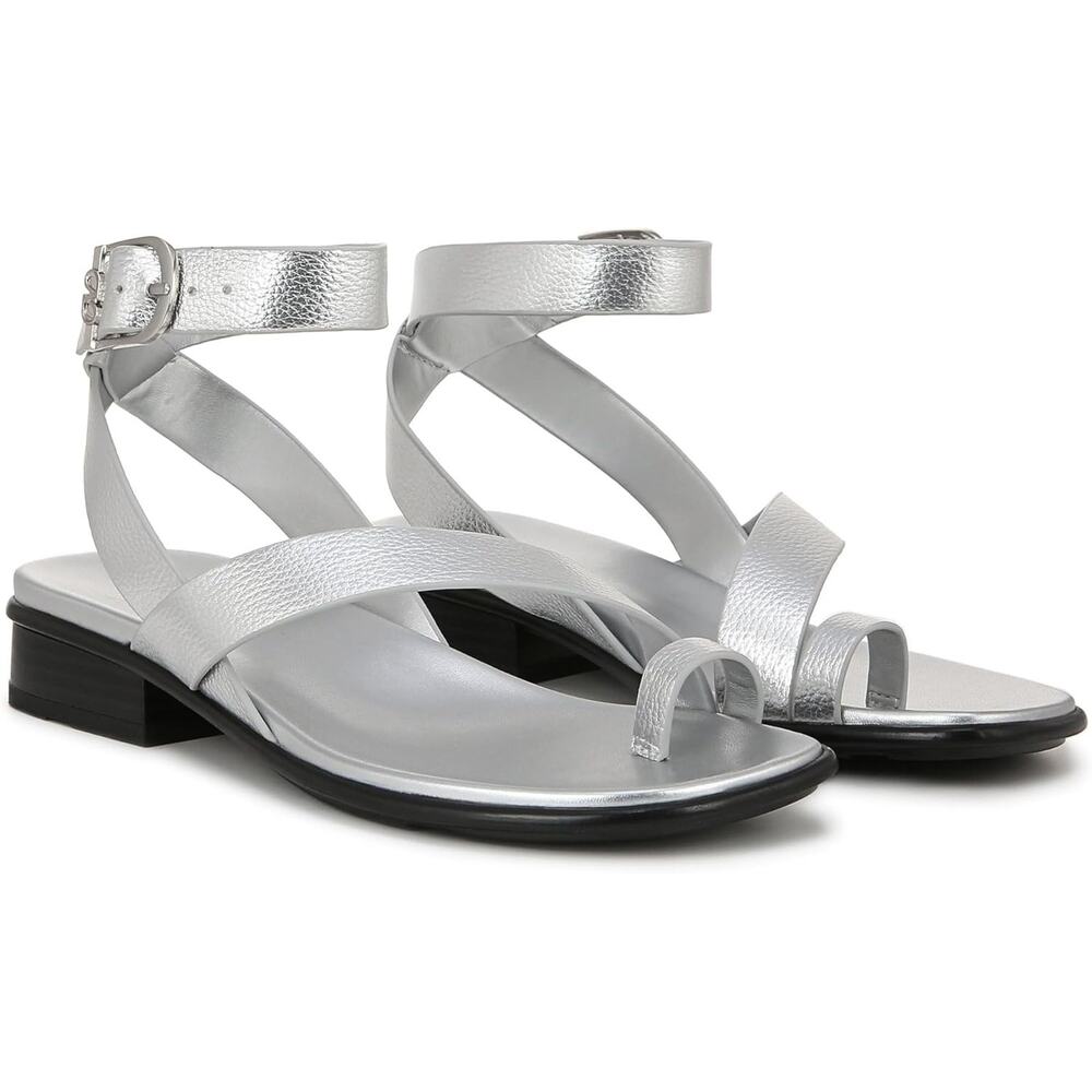 Naturalizer Silver Ankle-Strap Toe-Ring Sandals